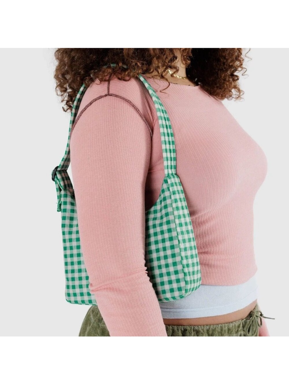 NWT Baggu Green Gingham shoulder bag - Picture 4 of 4